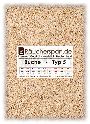 Räucherspäne Räuchermehl Buche Typ 5 Premium Qualität Spangröße 2x2mm aromatisches Buchenholz zum Räuchern von Räucherspan.de