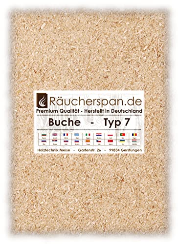 Räucherspäne Räuchermehl Buchenholz Typ 7 1-3mm universell verwendbar für Räucherschrank Smokerbox Barbecue (5.00.) von Räucherspan.de