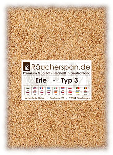 Räucherspäne Räuchermehl Erle 2kg Typ 3 mittelfein Spangröße 0,3-1mm auch für Sparbrand, Räucherschnecke, Kaltrauchgenerator geeignet von Räucherspan.de