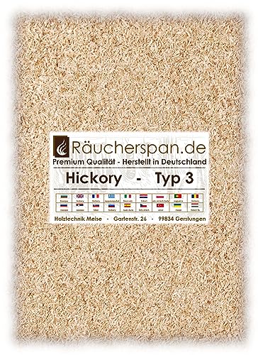 Räucherspäne Räuchermehl Hickory 1kg Typ 3 mittelfein Spangröße 0,3-1mm auch für Sparbrand, Räucherschnecke, Kaltrauchgenerator geeignet von Räucherspan.de