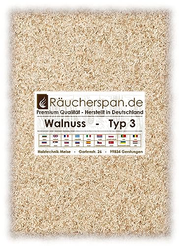 Räucherspäne Räuchermehl Walnuss 1kg Typ 3 mittelfein Spangröße 0,3-1mm auch für Sparbrand, Räucherschnecke, Kaltrauchgenerator geeignet von Räucherspan.de