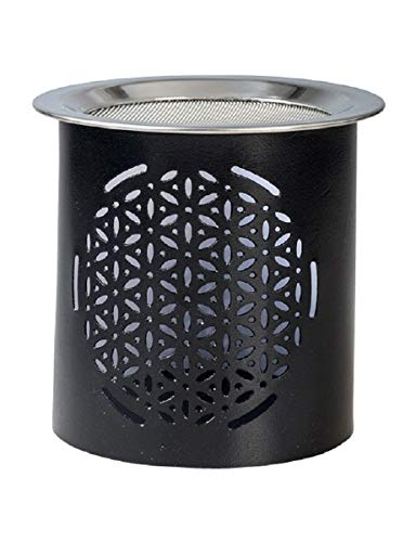 Räucherstövchen Blume des Lebens Schwarz - Eisen - Höhe 8 cm von Räucherstövchen