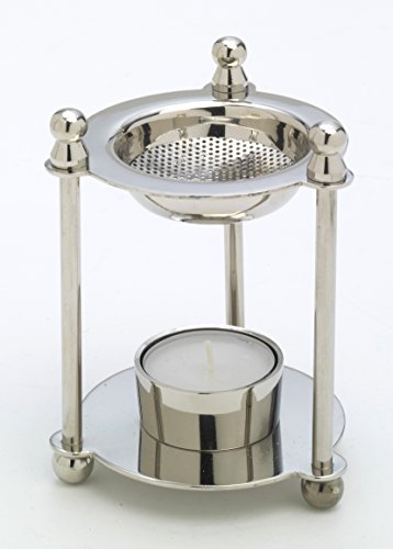 Weihrauchstövchen Räucher-Stövchenvernickelt H 12 cm, Messing, vernickelt, Silber, für Teelicht, von Räucherstövchen