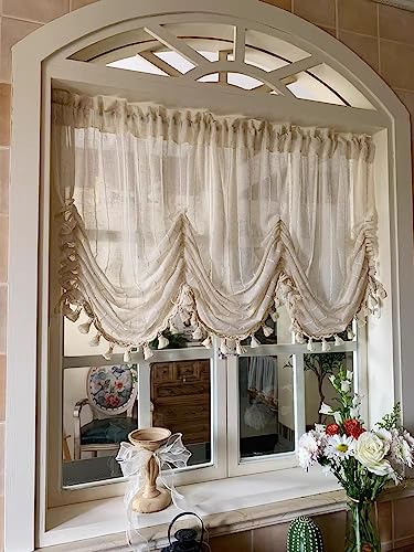Fenster Raffrollo tageslicht Raffgardine Faltvorhang Scheibengardinen Exquisite maßgeschneiderte Vorhänge für einen französischen Landhausstil(BxH 120x140cm) von Daliena
