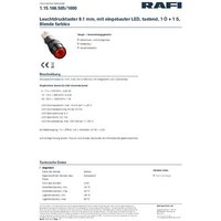 RAFI 1.15.106.505/1000 Leuchtdrucktaster 24V 0.5A tastend (L x B x H) 11 x 11 x 32mm 1St. von Rafi