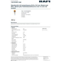 RAFI 1.63.018.001/1402 Standard Signalleuchte ohne Leuchtmittel BA9s Gelb von Rafi