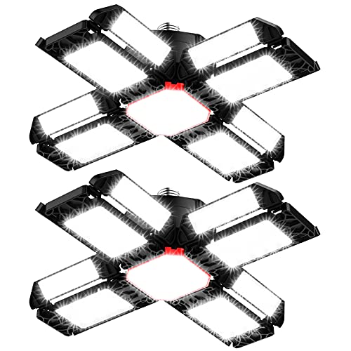 200W LED Garagenleuchte Werkstattlampe Garagenbeleuchtung 2 PCS - 20000LM 6500K Verformbare Deckenlampe mit 12 Verstellbaren Paneelen - E26 / E27 Bay Licht für Keller Geschäft Werkstatt Scheune Lager von Rafow