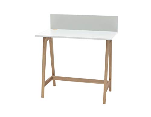 Luka Eschenholz Schreibtisch mit Rückwand und Kabelaufbewahrung - 85x50cm - FSC® Holz von Ragaba