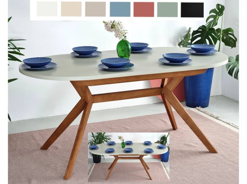 Ovaler Esszimmertisch BIJU ausziehbar 170-220 cm Esche Eiche verschiedene Farben von Ragaba