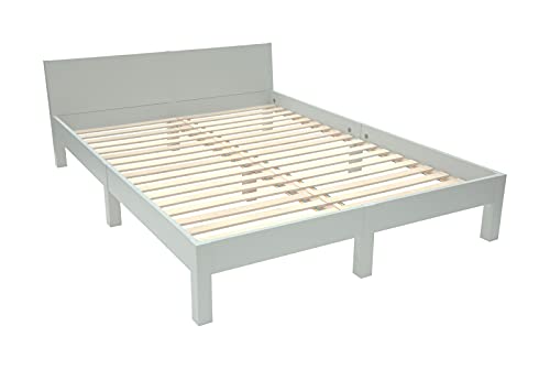 Ragaba DABI Bett B 140 cm x L 220 cm - Buchenholzbeine + laminierter MDF-Plattenrahmen | Lattenrost enthalten von Ragaba