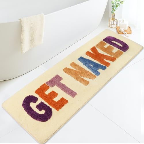 Ragelion Badematte Get Naked Bath Mat Badteppich Badezimmer Bad Teppich rutschfest Waschbar (beige, 120 x 45 cm) von Ragelion