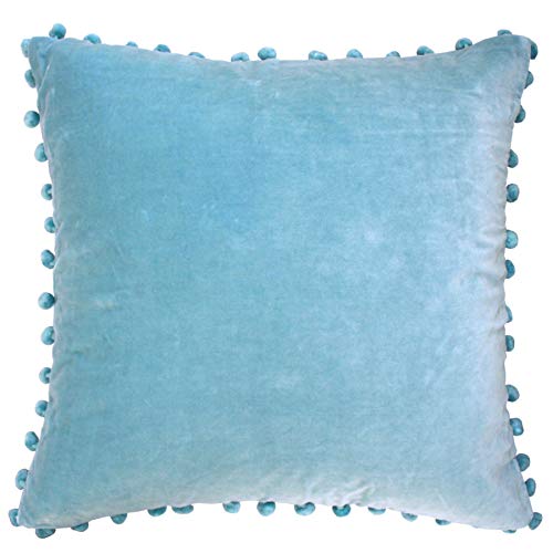 Ragged Rose Kissen, Samtbommel, 50 x 50 cm, Blau von Ragged Rose