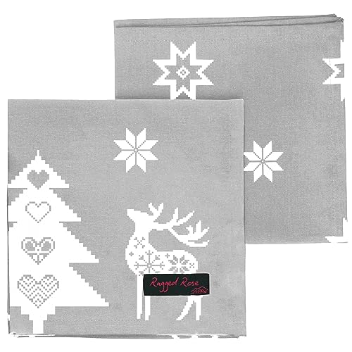 Ragged Rose Natalie Xmas Servietten, Silber grau, 4 Stück von Ragged Rose