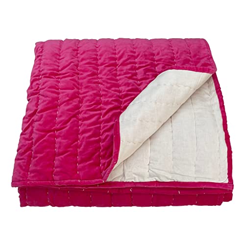 Ragged Rose Opal Velvet Tagesdecke, 100% Baumwollsamt Samt, Fuchsia pink, Super King -260 x 260 cms von Ragged Rose