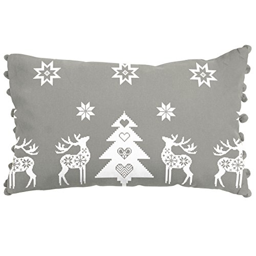 Ragged Rose Rudolph grau Weihnachten Kissen, Silber grau von Ragged Rose