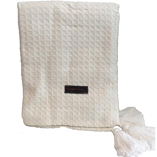 Ragged Rose Überwurf, Baumwolle, Waffelmuster, 100 % Baumwolle, 130 x 180 cm, cremefarben von Ragged Rose