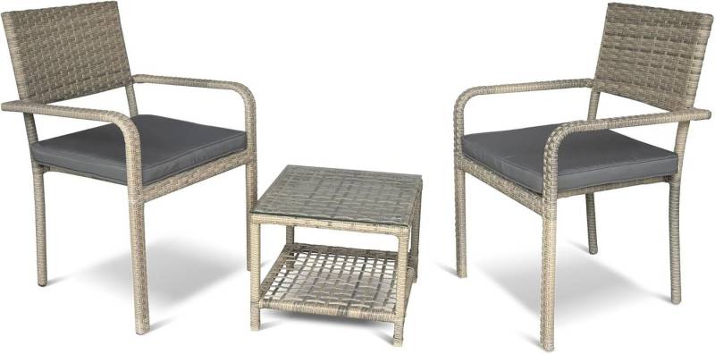 Ragnarök Möbel-Design Garten-Essgruppe Balkon Set, (Set, Alu, Polyrattan), platzsparende Stapelstühle von Ragnarök Möbel-Design