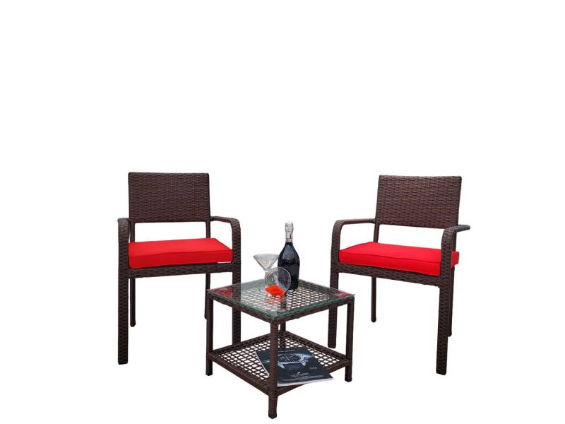 Ragnarök Möbel-Design Garten-Essgruppe Balkon Set, (Set, Alu, Polyrattan), platzsparende Stapelstühle von Ragnarök Möbel-Design