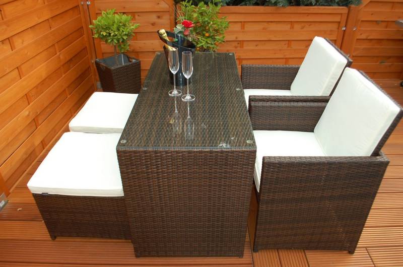 Ragnarök Möbel-Design Garten-Essgruppe Heimdall Esstisch Set 2+2, (Set, Polyrattan, Alu), 10 Jahre Garantie auf UV Beständigkeit des Polyrattan, Würfelsystem von Ragnarök Möbel-Design