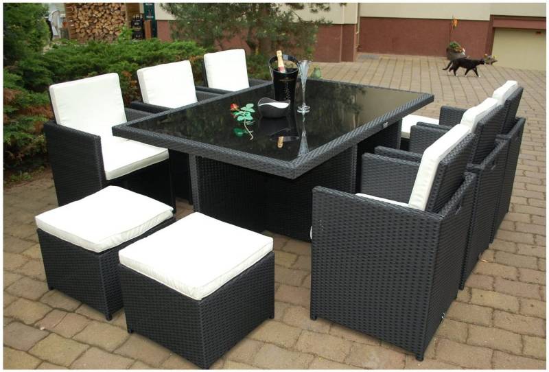 Ragnarök Möbel-Design Garten-Essgruppe Heimdall Esstisch Set 6+4, (Set, Polyrattan, Alu), Würfelsystem von Ragnarök Möbel-Design
