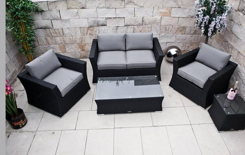 Ragnarök Möbel-Design Gartenlounge-Set Lounge Set Isfjord, (Set, 5-teilig), 1x Zweisitzer Sofa, 1 kl. & 1 gr. Beistelltisch, 2x Sessel von Ragnarök Möbel-Design