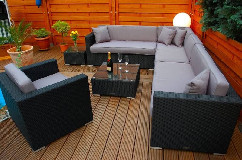 Ragnarök Möbel-Design Gartenlounge-Set Lounge Set Narvik, (Set, Ecklounge, Polyrattan, Alu), Sitzpolster ca. 16 cm dick und haben 2 intergrierte Härtegrade von Ragnarök Möbel-Design