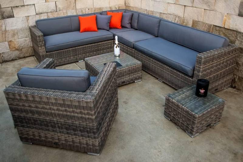 Ragnarök Möbel-Design Gartenlounge-Set Lounge Set Narvik, (Set, Ecklounge, Polyrattan, Alu), Sitzpolster ca. 16 cm dick und haben 2 intergrierte Härtegrade von Ragnarök Möbel-Design