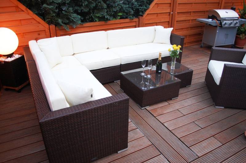Ragnarök Möbel-Design Gartenlounge-Set Narvik, (Set, Ecklounge, Polyrattan, Alu), Sitzpolster ca. 16 cm dick und haben 2 intergrierte Härtegrade von Ragnarök Möbel-Design