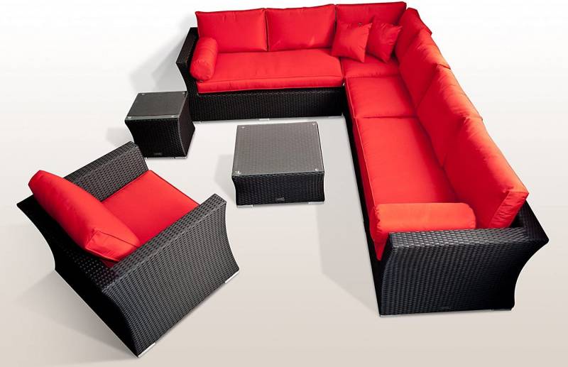 Ragnarök Möbel-Design Gartenlounge-Set Wotan, (Set, Ecklounge, Alu, Polyrattan), Ecksofa bestehend aus 4 einzelenen Elementen, extra breite Armlehnen von Ragnarök Möbel-Design
