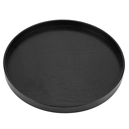 33 cm schwarzes hölzernes Serviertablett Multifunktionales rundes Naturholz-Tablett Multifunktions-Servierteller Getränke-Food-Tablett für die Home Restaurant Party Bar von Raguso