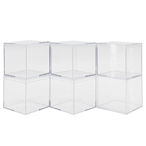 6 Set Kleine Klare Acryl Aufbewahrungsbox Transparenter Kunststoff Quadratischer Würfel mit Separatem Deckel Pralinenschachtel Kekse Geschenkverpackung Box Hochzeit von Raguso