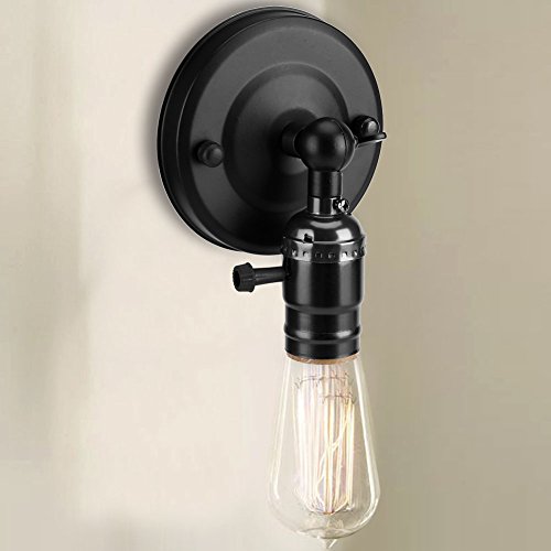 E27 Vintage Lichthalter Wandleuchtenhalter Pendelleuchte Adapter Retro Lichtfassung mit Schalter für Restaurant Küche Schlafzimmer Home Decoration 220V(Schwarz) von Raguso