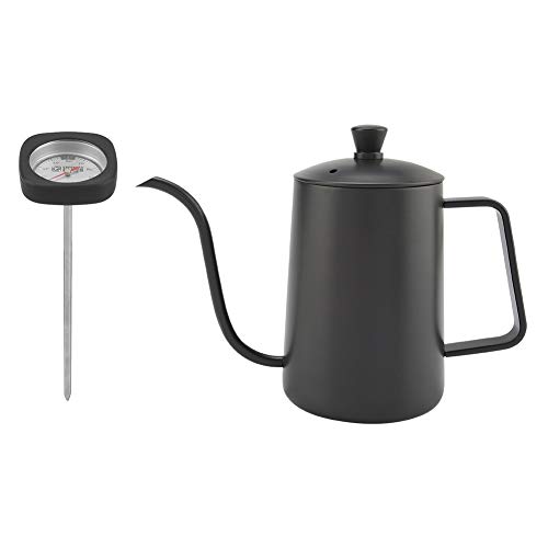 Einfach zu bedienender Edelstahl-Kaffeekessel mit Schwanenhals, Teekessel mit Thermometer, Studios für Zuhause (schwarz) von Raguso