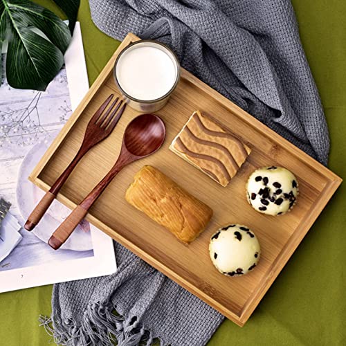 Raguso Holztablett Bambus-Tablett Holz Rechteckiges Serviertablett Obst-Serviertablett Rechteckiges Tablett Büro für Restaurant Home Hotel (28 * 19.5 * 3 cm) von Raguso