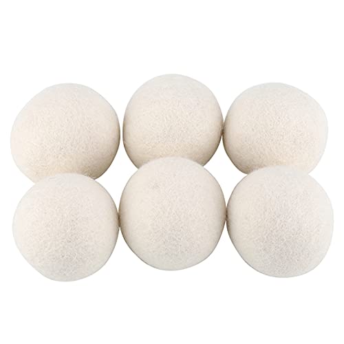 Raguso 6 Stück weiß Trocknerbälle Natürlicher Trockner Bälle aus 100% Schafwolle Wool Dryer Balls Wiederverwendbare Trocknerkugeln für Wäschetrockner Daunenjacken Filzbälle für Trockner von Raguso