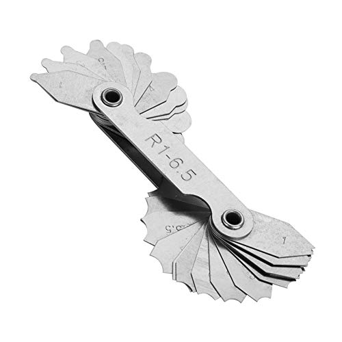 Raguso Edelstahl-Radius-Kehllehre Radiallehre Außen-Innen-Konkav-Konvex-Messwerkzeug Kreislehre(R1-6.5MM) von Raguso
