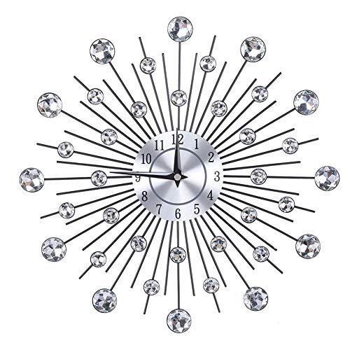 Raguso Wanduhr Sparkling Metallic Wanduhr Moderne Mode Silber Blumenform Wanduhr Für Wohnzimmer Büro Dekorativ(Round) von Raguso