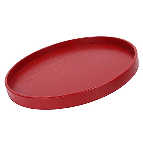 Runde Form Massivholz Speisen Serviertablett Rot Runde Holzplatte Lebensmittelqualität Obst Besteck Tablett für Küche Zuhause(27cm) von Raguso
