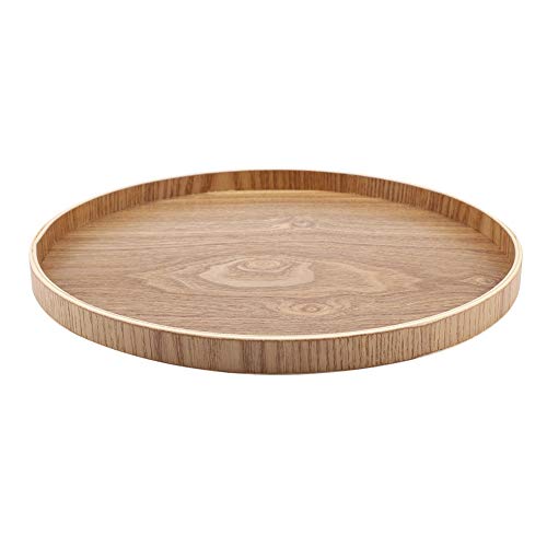 Rundes Tablett Essenstablett Holztablett Mehrzweck Serviertablett Transfer Tablett Mahlzeitentablett für Restauranttablett(33cm) von Raguso