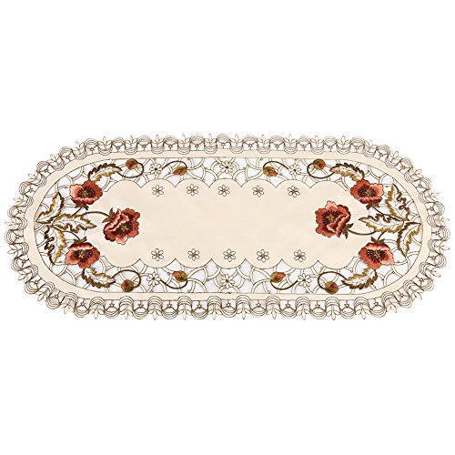 Tischdecke Europa Floral Tischdecke Bestickt Tischläufer Exquisite Tischdecke Dekorieren für Küche Hochzeitsbankett TV-Schrank Couchtisch(Oval) von Raguso