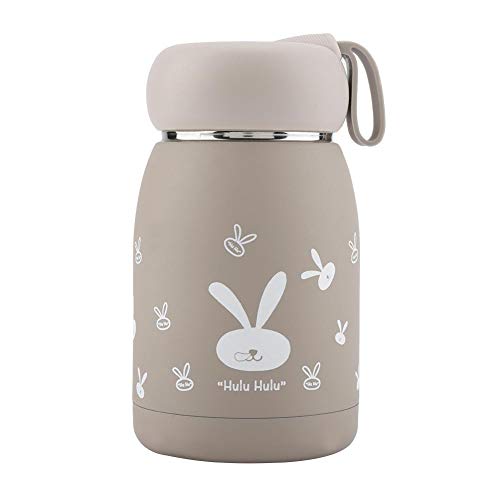 Vakuum-Thermoskanne Tasse, Edelstahl tragbare leichte niedliche Kaninchen Muster Vakuum-Tasse Becher Thermoskanne Wasserflasche f¨¹r Home Travel Office School Picknick(Braun) von Raguso