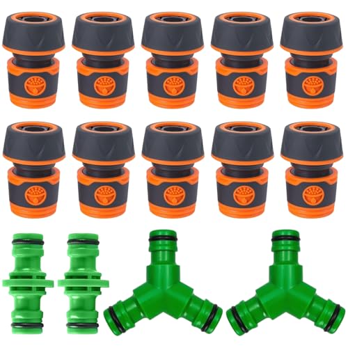 Raheem 14 Stück 1/2'' Gardena Schlauch Kupplungs Satz 10 Stück Schlauchverbinder + 2 Stück Y-Splitter + 2 Stück Doppelstecker Gartenschlauch für Wasserhahn,Gartenschlauch,Gartenbewässerung,Autowäsche von Raheem