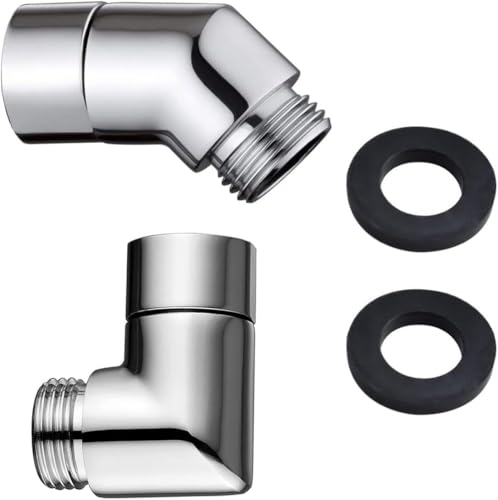 Raheem 2er Set Handbrause Adapter 90° + 135° Winkelstück mit Dichtungen Duschschlauch Anschlussadapter Gelenkstück für Handbrause,Beweglicher Duschkopf Anschluss, Wasserdicht und Flexibel, Tropfenfrei von Raheem