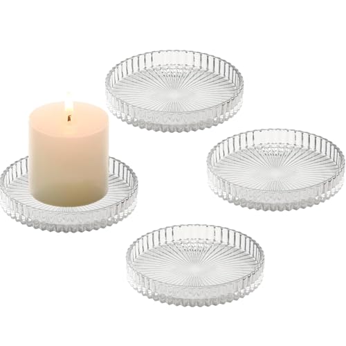 Raheem 4 Stück Kerzenteller, 9 cm Glas Kerzenuntersetzer für Stumpenkerzen, Kerzen Untersetzer Rund, Kerzen Glasuntersetzer für Esstisch, Hochzeitsfeier, Tafelaufsatz Raheem 4 Stück Kerzenteller, 9 cm Glas Kerzenuntersetzer für Stumpenkerzen, Kerzen Untersetzer Rund, Kerzen Glasuntersetzer für Esstisch, Hochzeitsfeier, Tafelaufsatz von Raheem