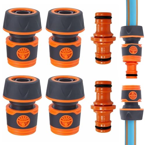 Raheem 6 Stück 3/4 Zoll Gardena Schlauch Kupplungs Satz 4 Stück Schlauchverbinder mit 2 Stück Doppelstecker Gartenschlauch für Wasserhahn,Gartenschlauch,Gartenbewässerung, Autowäsche,Haushaltsnutzung von Raheem