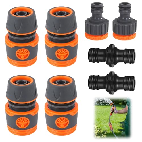 Raheem 8 Stück 1/2'' Gardena Schlauch Kupplungs Satz 4 Schlauchverbinder + 2 Schlauchhahnanschlüsse + 2 Doppelstecker Gartenschlauch für Wasserhahn,Gartenschlauch,Gartenbewässerung, Autowäsche von Raheem
