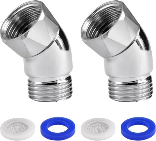 Raheem Handbrause Adapter Winkelstück mit Dichtungen Duschschlauch Anschlussadapter Gelenkstück für Handbrause,Beweglicher Duschkopf Anschluss,Wasserdicht und Flexibel,Schnellmontage (135° + 135°) von Raheem