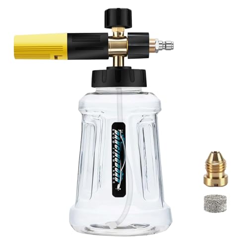Schaumlanze Schaumkanone für Kärcher K Serie K2 K3 K4 K5 K6 K7 1/4 Schnell-Hochdruckreiniger, 1L Seifenspender mit verstellbarer Sprühdüse und Anschluss der neuen Generation (Schwarz & Gelb) von Raheem