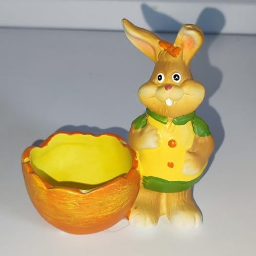 Rahm § AngiesStrickzauber verkauft: Dekofigur/Figur/Hase/Eierbecher/Deko/Keramik/Ostern/Tischdeko/Frühstück/Orange von Rahm