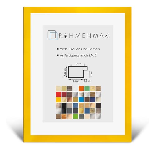 MDF-Bilderrahmen Morena 75 x 90 cm. Gelb mit 1mm Acrylglas Antireflex und weißer Rückwand - WhiteFix. Posterrahmen in vielen Farben und Größen. Anfertigung nach Maß möglich. von RahmenMax